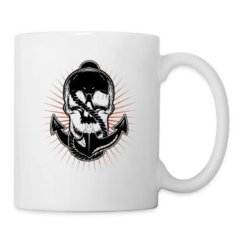 Anchor and Skull Boat Captain Maritime Skeleton - Mug - white - Right
