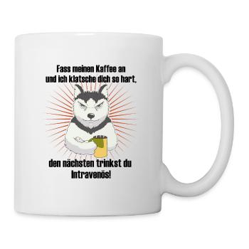 Fass meinen Kaffee an lustiger Spruch Morgenmuffel - Tasse - Weiß - Rechts