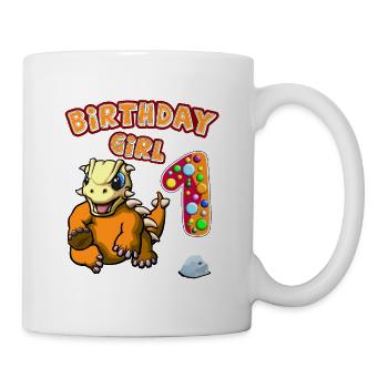 Lustige Dinosaurier für Kindergeburtstag und Baby - Tasse - Weiß - Rechts
