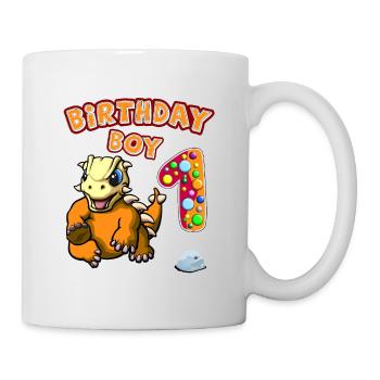 Lustige Dinosaurier für Kindergeburtstag und Baby - Tasse - Weiß - Rechts