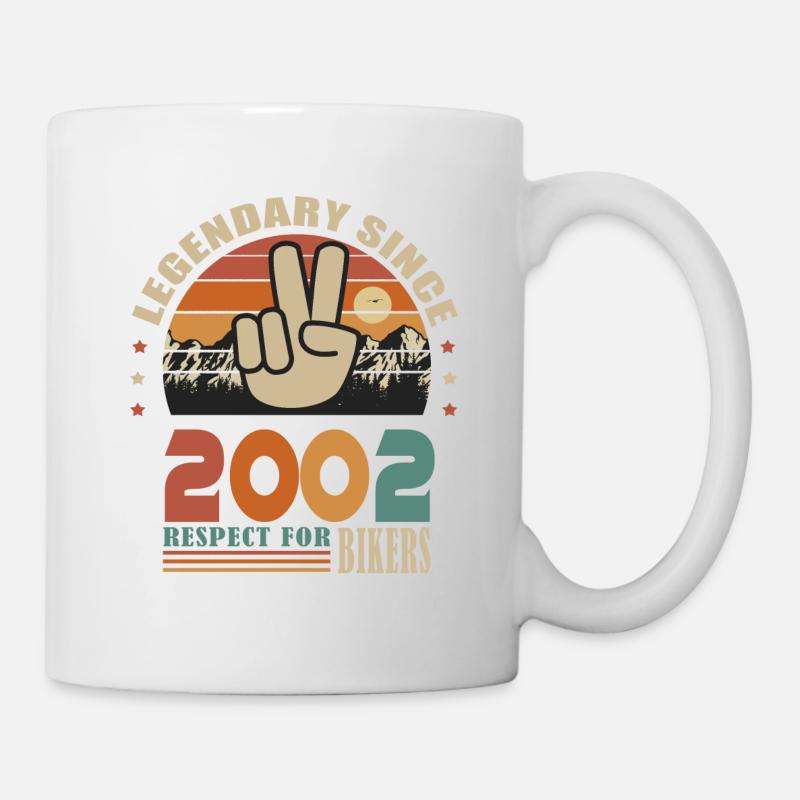 moto anniversaire né en 2002 motard 20 ans - Mug blanc - blanc