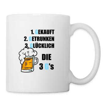 Die 3 G's Biertrinker Bierliebhaber Lustiger Bier - Tasse - Weiß - Rechts