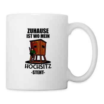 Mein Hochsitz Jagd Wildschwein Rehwild Motiv für - Tasse - Weiß - Rechts