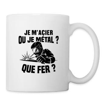 Je m'acier ou je métal ? Que fer ? - Mug blanc - blanc - Droite