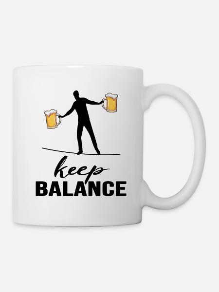 slackline und bier keep balance - Tasse - Weiß