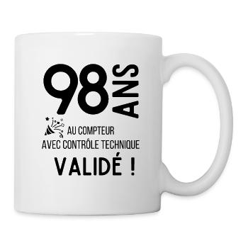 98 ans validé - Mug blanc - blanc - Droite