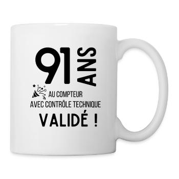 91 ans validé - Mug blanc - blanc - Droite