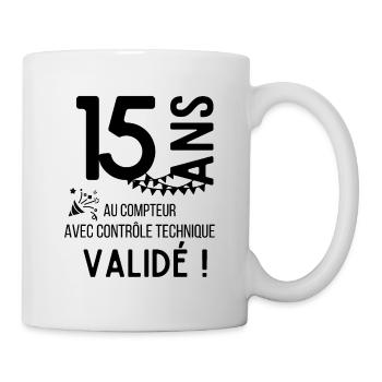 T shirt anniversaire 15 ans - Mug blanc - blanc - Droite