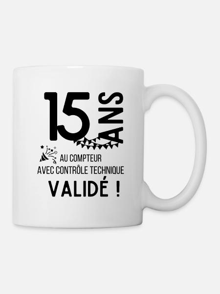 T shirt anniversaire 15 ans - Mug blanc - blanc