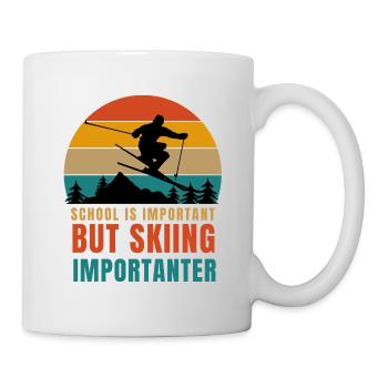 L’école est importante, mais le ski est plus important - Mug blanc - blanc - Droite