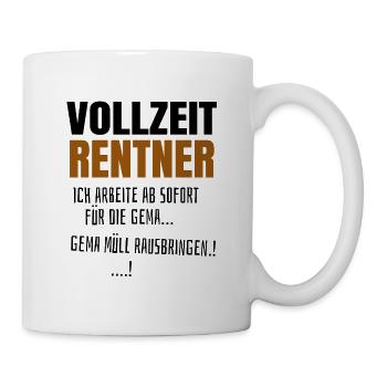 lustiger Spruch Vollzeit Rentner arbeitet für Gema - Tasse - Weiß - Rechts