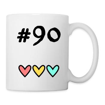 90 JAHRE. 90-JÄHRIGES JUBILÄUM. GEBURTSTAG 90 JAHRE. 90 - Tasse - Weiß - Rechts