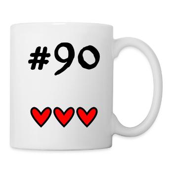 90 JAHRE. 90-JÄHRIGES JUBILÄUM. GEBURTSTAG 90 JAHRE. 90 - Tasse - Weiß - Rechts
