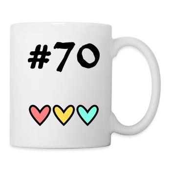 70 JAHRE. 70-JÄHRIGES JUBILÄUM. GEBURTSTAG 70 JAHRE. 70 - Tasse - Weiß - Rechts