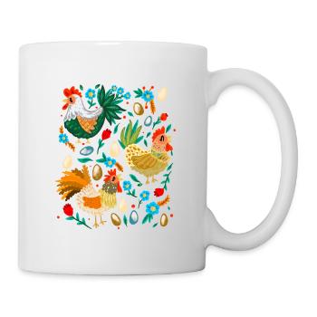 Colorful Happy Chickens Chicken Lovers Chicken Breeding - Mug - white - Right