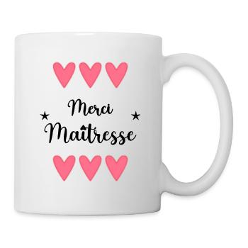 MAÎTRESSE. MERCI. MERCI MAÎTRESSE. ECOLE - Mug blanc - blanc - Droite