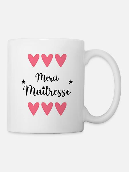 MAÎTRESSE. MERCI. MERCI MAÎTRESSE. ECOLE - Mug blanc - blanc