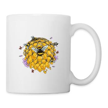 Cute bee honey beekeeper bumblebee hive honeycomb - Mug - white - Right