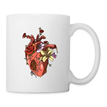Heart hive bee design beekeeper honeycomb - Mug - white - Right