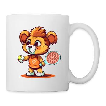 Löwe spielt Tennis - Tasse - Weiß - Rechts