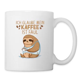 Kaffee Faultier Spruch mein Kaffee ist faul - Tasse - Weiß - Rechts