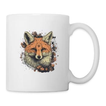 Beautiful Red Fox Illustration Forest Animal Flowers - Mug - white - Right
