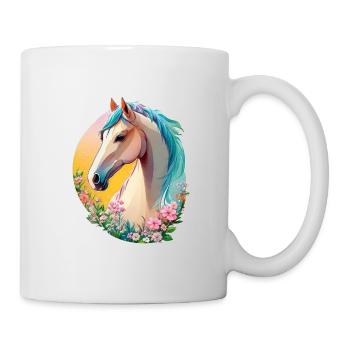 Flower Horse Art with Cute Pony Horse Animal - Mug - white - Right