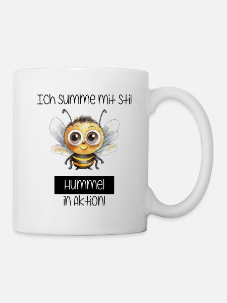 Ich summe mit Stil - Hummel in Aktion - Tasse - Weiß
