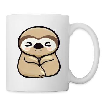 Süßes Faultier, Minimalistisches Tierdesign - Tasse - Weiß - Rechts