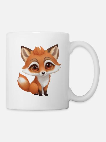Süßer sitzender Fuchs - Tasse - Weiß