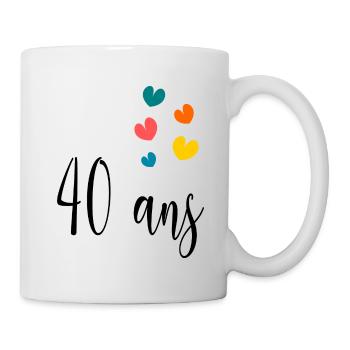40. 40 ANS. 40e ANNIVERSAIRE. ANNIVERSAIRE 40 ANS. - Mug blanc - blanc - Droite