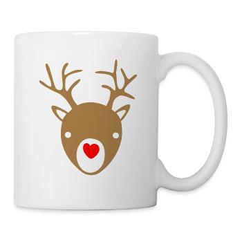 Rudolph Herz Nase Rentier Weihnachten Xmas Rudolf - Tasse - Weiß - Rechts