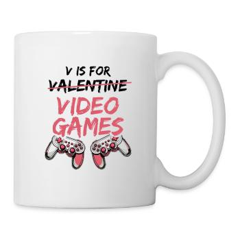 V comme Jeux vidéo de la Saint-Valentin - Saint-Valentin - Mug blanc - blanc - Droite