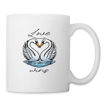 L’amour gagne - Cygnes Saint-Valentin - Mug blanc - blanc - Droite