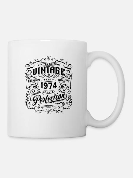 Vintage 1974 Édition Limitée Rétro Anniversaire - Mug blanc - blanc