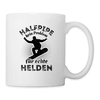 Snowboard, Halfpipe, Wintersport, echte Helden - Tasse - Weiß - Rechts