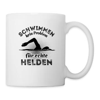 Schwimmen kein Problem für echte Helden - Tasse - Weiß - Rechts