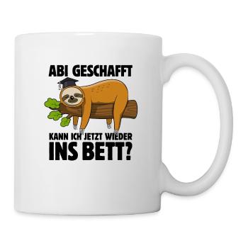 Faultier - Abitur geschafft wieder ins Bett? - Tasse - Weiß - Rechts