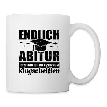 Endlich Abitur - Lizenz zum Klugscheißen - Tasse - Weiß - Rechts