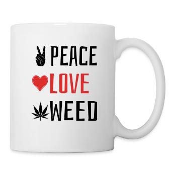 Peace Love Weed - Herz - Tasse - Weiß - Rechts
