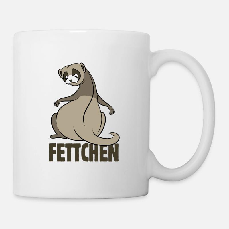 Fettchen - Frettchen mit dickem Po - Geschenk - Tasse - Weiß