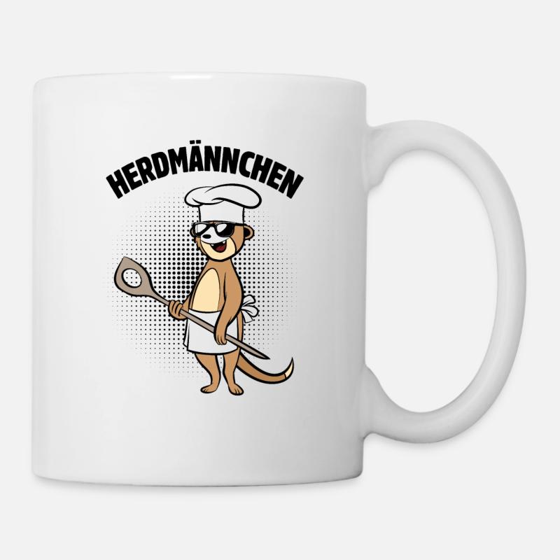 Herdmännchen - Erdmännchen mit Kochlöffel - Tasse - Weiß