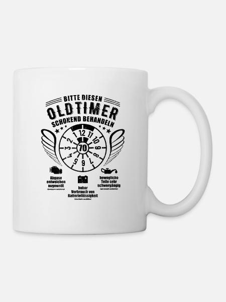 Oldtimer schonend behandeln - 70. Geburtstag - Tasse - Weiß