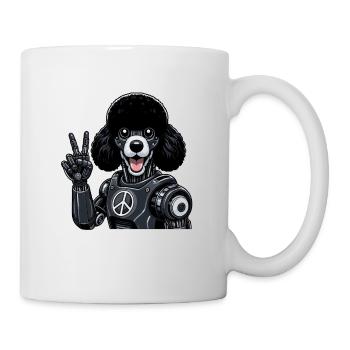 Cyborg Pudel mit Friedenszeichen Roboter Design - Tasse - Weiß - Rechts