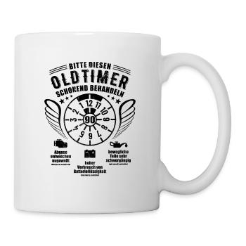 Oldtimer schonend behandeln - 90. Geburtstag - Tasse - Weiß - Rechts