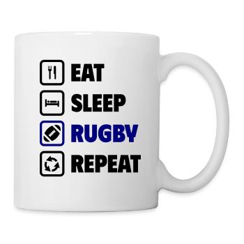 Essen Schlafen Rugby Wiederholen - Tasse - Weiß - Rechts