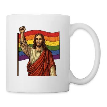Jesus Pride Power – Rainbow & Fist - Mug - white - Right