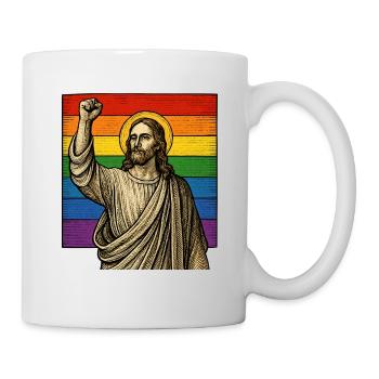 Jesus Pride Power – Rainbow & Fist - Mug - white - Right