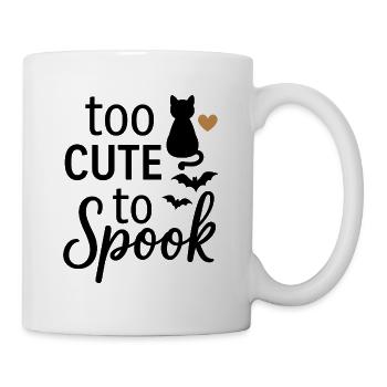 Cute Halloween spook with cat and bats - Mug - white - Right