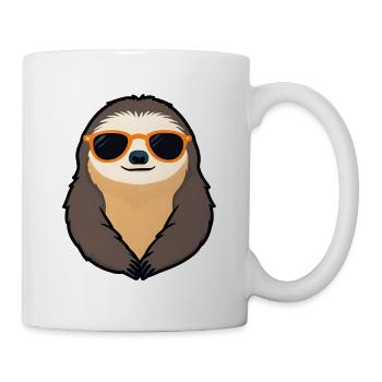 Paresseux avec lunettes de soleil Retro Vibe - Mug blanc - blanc - Droite